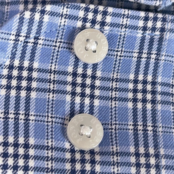 Bobby Jones Long Sleeve Shirt Dress Casual Sky Blue Plaid Button Down Collar - Picture 12 of 15